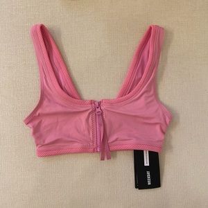 ASOS Weekday zip front bikini top